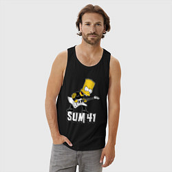 Майка мужская хлопок Sum41 Барт Симпсон рокер, цвет: черный — фото 2