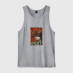 Майка мужская хлопок Obey frog, цвет: меланж