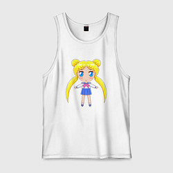 Майка мужская хлопок Sailor moon chibi, цвет: белый