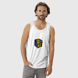 Майка мужская хлопок Кубик-рубик, цвет: белый — фото 2