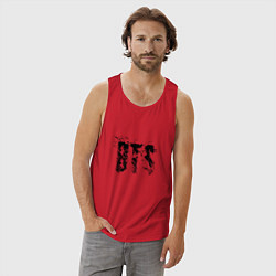 Майка мужская хлопок BTS logo, цвет: красный — фото 2