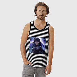 Майка мужская хлопок Raiden love, цвет: черная тельняшка — фото 2