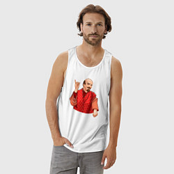 Майка мужская хлопок Ленин в пижаме, цвет: белый — фото 2