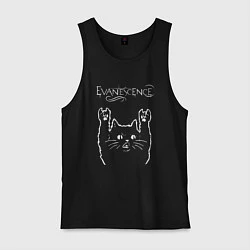 Майка мужская хлопок Evanescence рок кот, цвет: черный