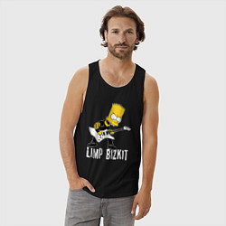 Майка мужская хлопок Limp Bizkit Барт Симпсон рокер, цвет: черный — фото 2