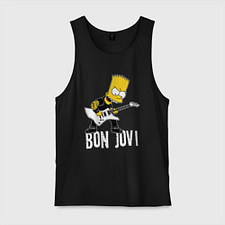 Майка мужская хлопок Bon Jovi Барт Симпсон рокер, цвет: черный