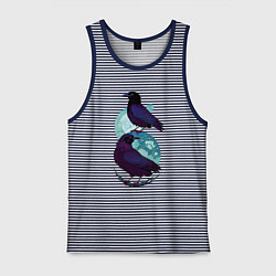 Майка мужская хлопок Фиолетовые вороны, цвет: синяя тельняшка