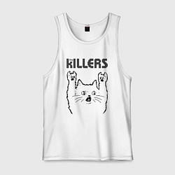 Майка мужская хлопок The Killers - rock cat, цвет: белый