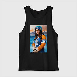 Майка мужская хлопок Мона Лиза - крайний нападающий, цвет: черный