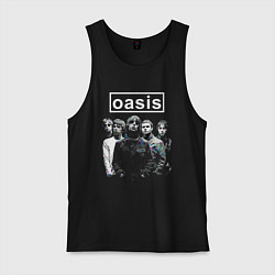 Майка мужская хлопок Oasis рок группа, цвет: черный