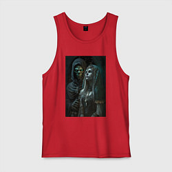 Майка мужская хлопок Кукла колдуна - нейросеть, цвет: красный