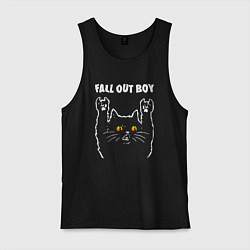 Майка мужская хлопок Fall Out Boy rock cat, цвет: черный