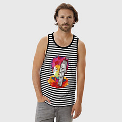 Майка мужская хлопок Магическая битва Итадори Юдзи и Двуликий призрак, цвет: черная тельняшка — фото 2