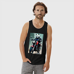Майка мужская хлопок Panda - cool biker, цвет: черный — фото 2