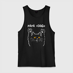 Майка мужская хлопок Papa Roach rock cat, цвет: черный
