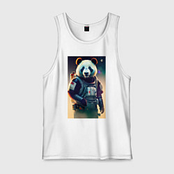 Майка мужская хлопок Крутой панда - киберпанк, цвет: белый