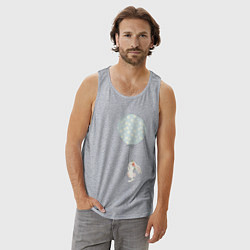 Майка мужская хлопок Милый кролик с шариком в цветочек, цвет: меланж — фото 2