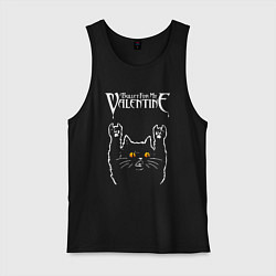 Майка мужская хлопок Bullet For My Valentine rock cat, цвет: черный