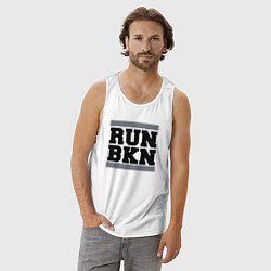 Майка мужская хлопок Run Brooklyn Nets, цвет: белый — фото 2