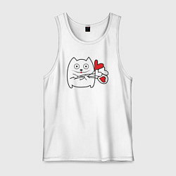 Майка мужская хлопок Котик с шариками, цвет: белый