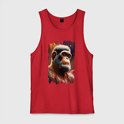 Майка мужская хлопок Планета обезьян, цвет: красный