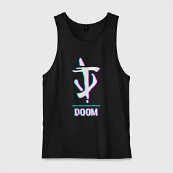 Майка мужская хлопок Doom в стиле glitch и баги графики, цвет: черный