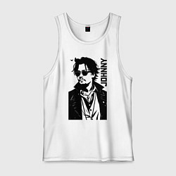 Майка мужская хлопок Johnny Depp - graphics, цвет: белый