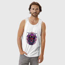 Майка мужская хлопок Самурай - Они в шлеме, цвет: белый — фото 2