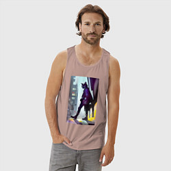 Майка мужская хлопок Чёрный котяра на своём районе - Бронкс, цвет: пыльно-розовый — фото 2