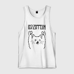 Майка мужская хлопок Led Zeppelin - rock cat, цвет: белый