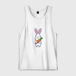 Майка мужская хлопок Милый заяц с морковью, цвет: белый