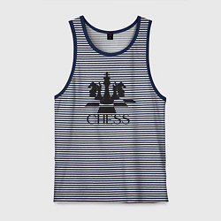 Майка мужская хлопок Chess play, цвет: синяя тельняшка