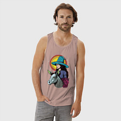 Майка мужская хлопок Ведьма и осел comic style, цвет: пыльно-розовый — фото 2