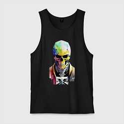 Майка мужская хлопок Skull - cyberpunk - watercolor, цвет: черный