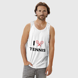 Майка мужская хлопок I Love Tennis, цвет: белый — фото 2