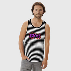 Майка мужская хлопок Sport graffiti, цвет: черная тельняшка — фото 2