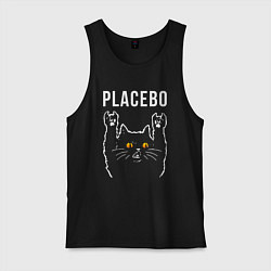 Майка мужская хлопок Placebo rock cat, цвет: черный