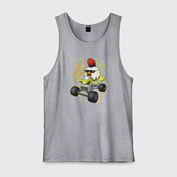 Майка мужская хлопок Chicken Gun: цыпленок на квадроцикле, цвет: меланж