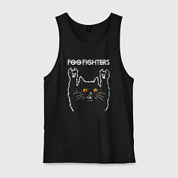 Майка мужская хлопок Foo Fighters rock cat, цвет: черный
