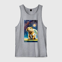 Майка мужская хлопок Capybara brave astronaut - neural network, цвет: меланж