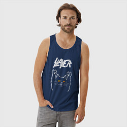 Майка мужская хлопок Slayer rock cat, цвет: тёмно-синий — фото 2
