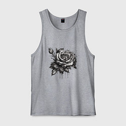 Мужская майка Роза нарисованная карандашом