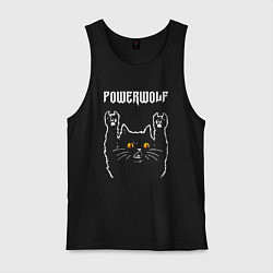Майка мужская хлопок Powerwolf rock cat, цвет: черный