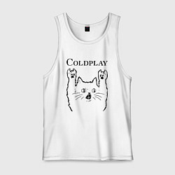 Майка мужская хлопок Coldplay - rock cat, цвет: белый
