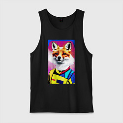 Майка мужская хлопок Fox - pop art - fashionista, цвет: черный