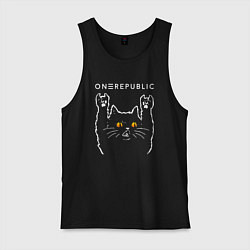 Майка мужская хлопок OneRepublic rock cat, цвет: черный