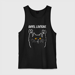 Майка мужская хлопок Avril Lavigne rock cat, цвет: черный