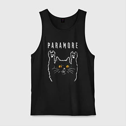 Майка мужская хлопок Paramore rock cat, цвет: черный