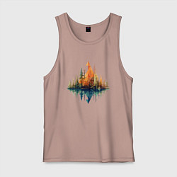 Майка мужская хлопок Геометрический лес, цвет: пыльно-розовый