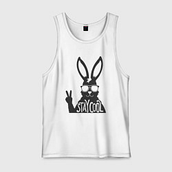 Майка мужская хлопок Stay cool rabbit, цвет: белый